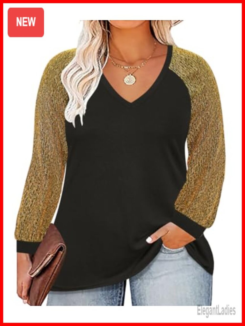 Womens Plus Size V Neck Tunic Floral Long Sleeve Top